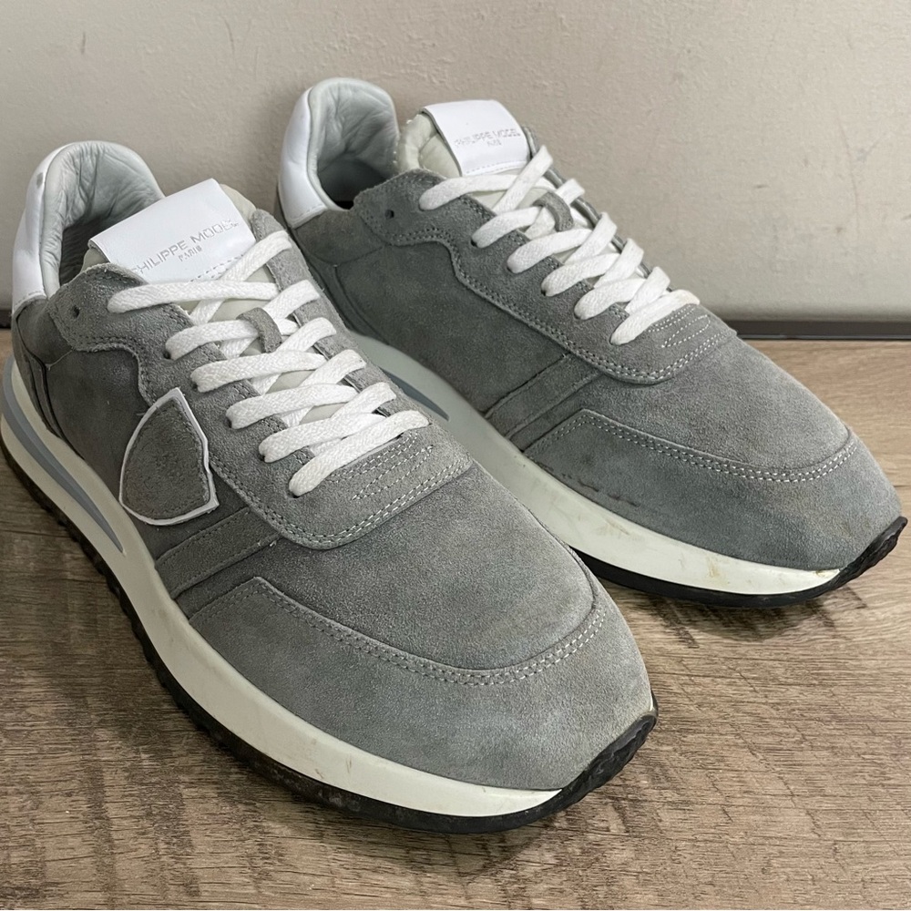 Men's PHILIPPE MODEL Paris GRAY Suede TROPEZ 2.1 Low Top DESIGNER Shoes SNEAKERS